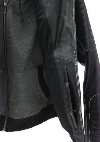 Women's Vintage Vented Concealed Pockets Motorcycle Jacket with Hoodie #LA2516VHK