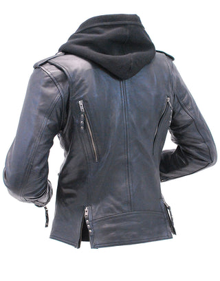 Women’s Vented Motorcycle Jacket with Removable Hoodie #L6841HK
