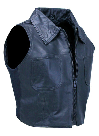 Zip Up Cropped Leather Pocket Vest #VL11080ZK (M-2X)